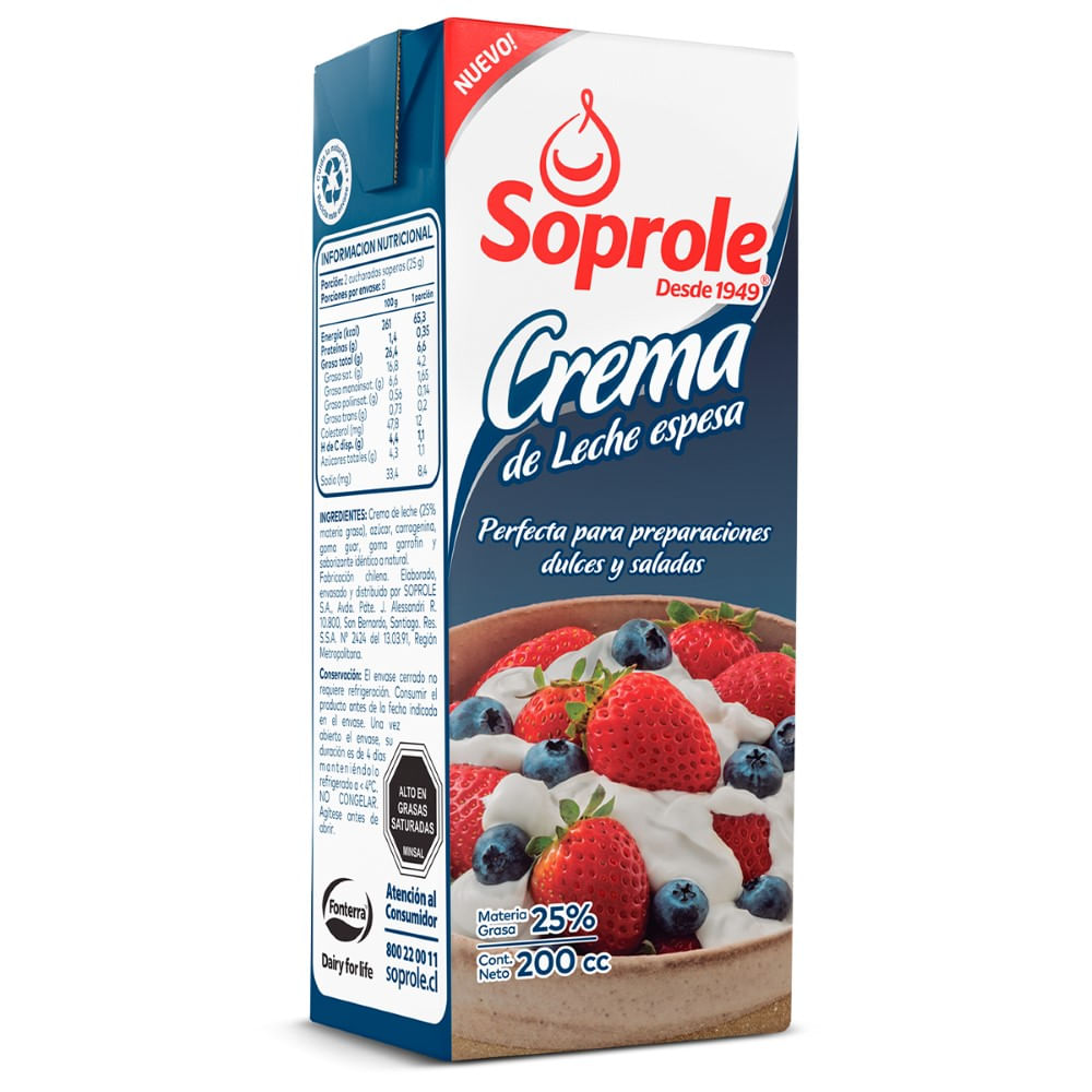 Crema de Leche Espesa Soprole 200 ML
