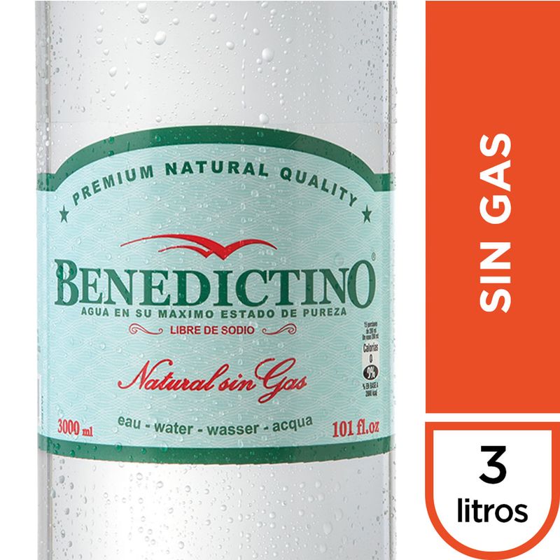 Agua Benedictino sin Gas 3 L