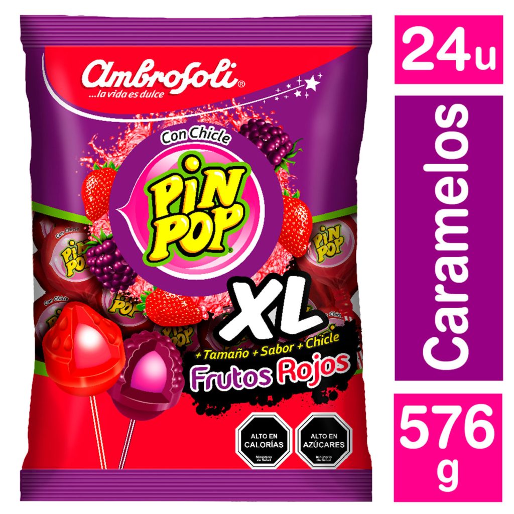 Caramelo Pin Pop Xl Frutos Rojos 576 G