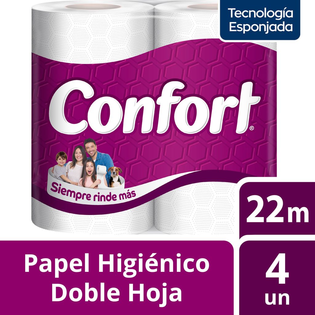 Papel Confort Doble Hoja 4 Rollos 22 Mts