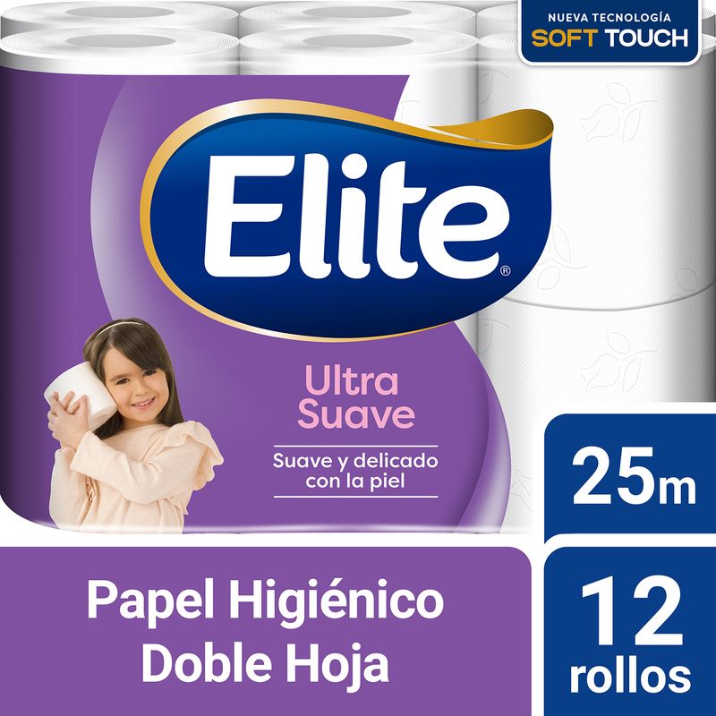 Papel Elite Ultra Suave 4 Rollos Doble Hoja 25 Mts