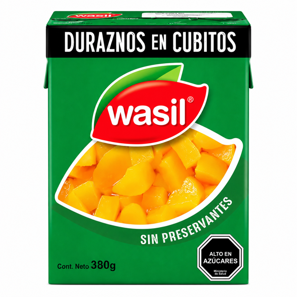 Conserva Duraznos Wasil Cubito 380 G