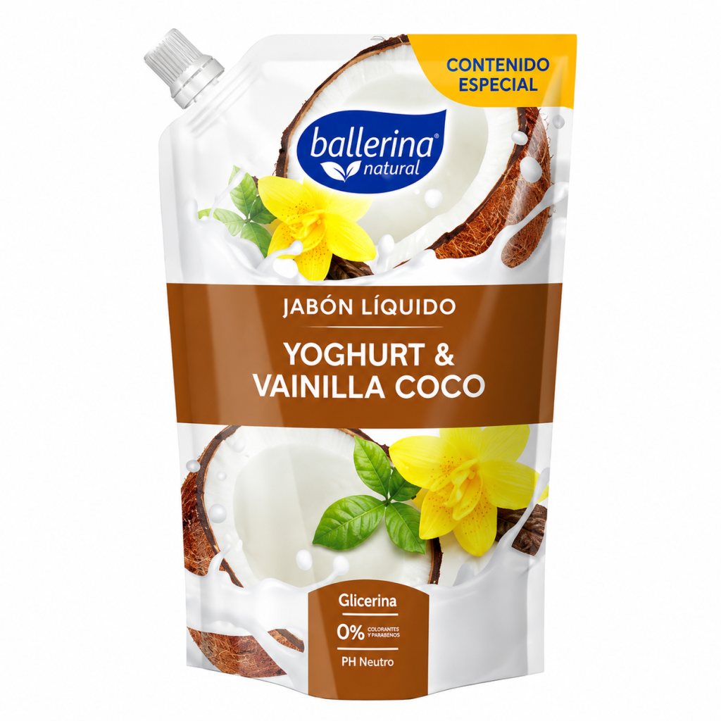 Jabon Ballerina Yoghurt y Vainilla Coco 650 ML