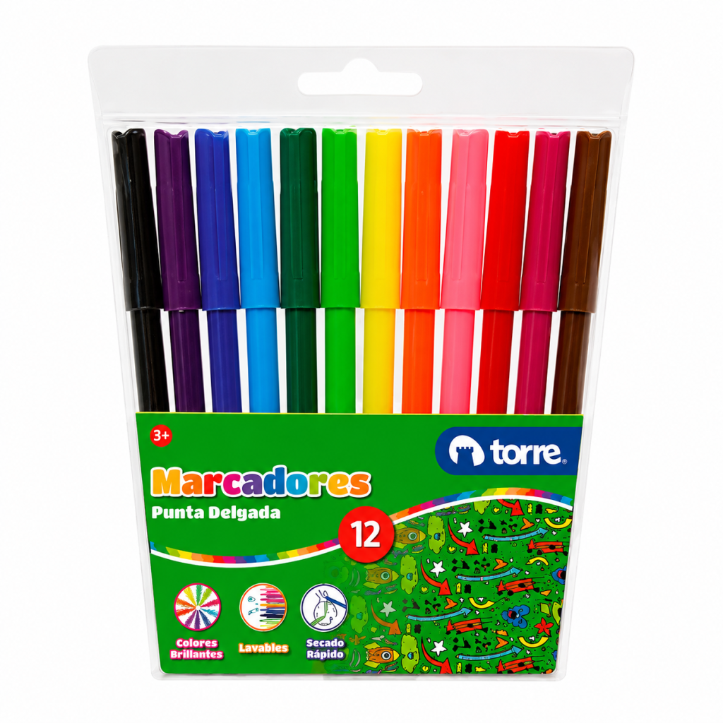 Set Marcadores Torre Ms 12 Unidades