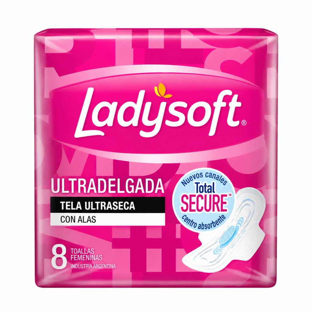 Toalla Femenina Ladysoft Ultra Delgada con Alas 8 un